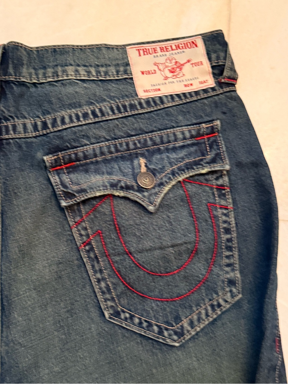 True Religion Men's Relaxed Wide-Leg Jeans in Faded Blue - Picture 3 of 6